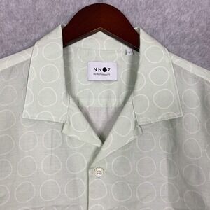 NN07 Shirt Mens L Pastel Green Miyagi Short Sleeve Button Up Camp Linen Blend